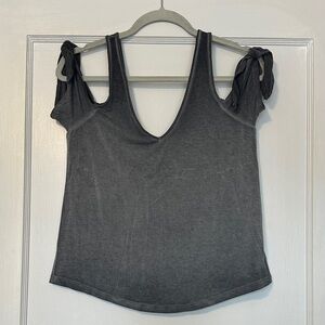 American Eagle Outfitters Charcoal Tie-Shoulder V-Neck Tank